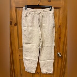 NWT Athleta Retreat High Rise Linen Ankle Pant, Undyed (natural or cream) Medium